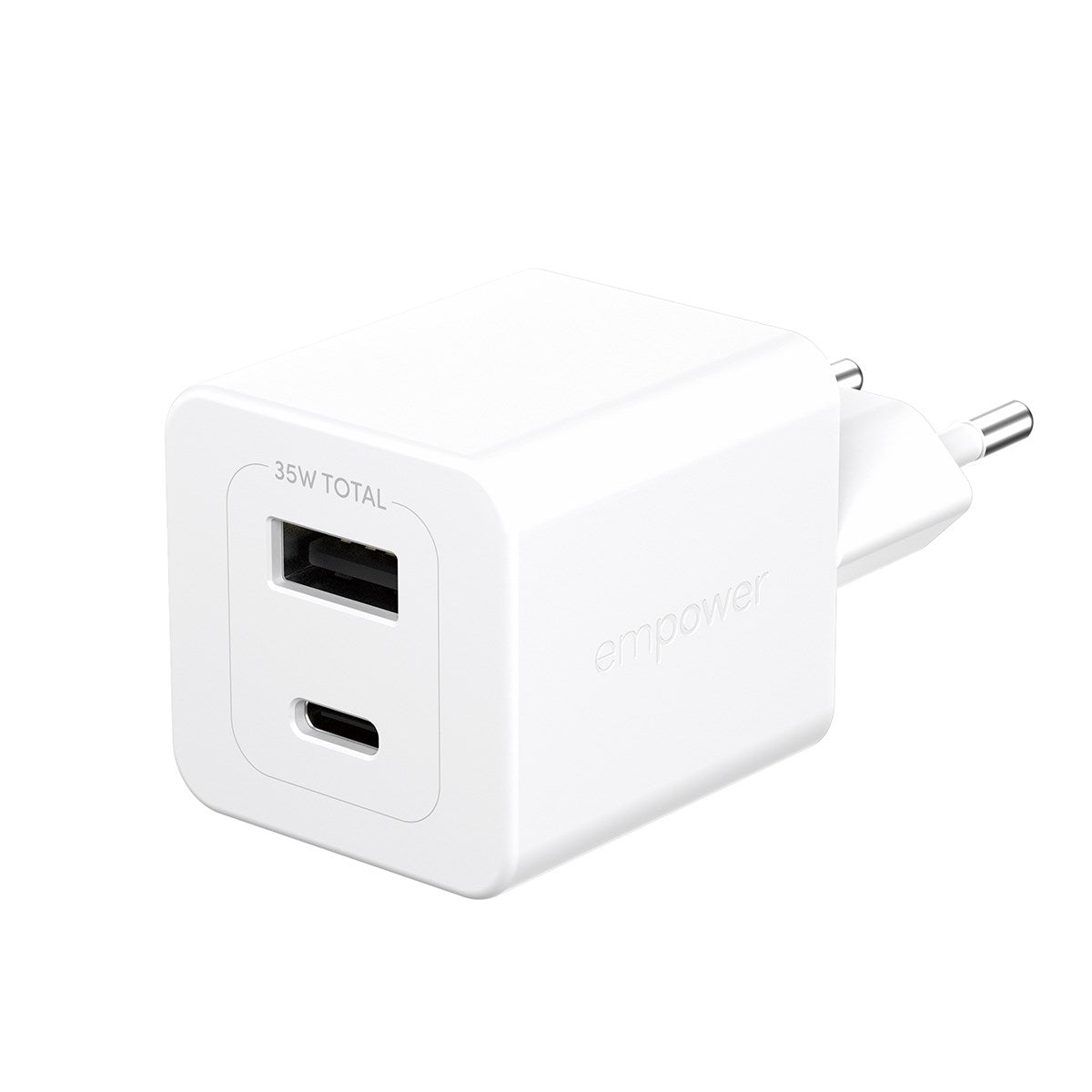empower™ by PanzerGlass® Turbo 35W Oplader inkl. USB-C + USB-A | EU Stik | Silver White